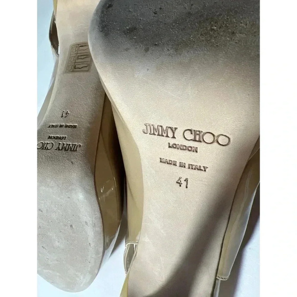 Jimmy Choo Beige Peep Toe Slingback Heels - Picture 6 of 6
